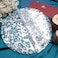 MAKCNMYM Silver Placemats Disposable Round Table Mat 13 Inch Silver Foil Paper Mesh Pressed Table Doilies Metallic Thin Mesh Table Runner for Home Decoration Dining Wedding Birthday Party 100 Pcs
