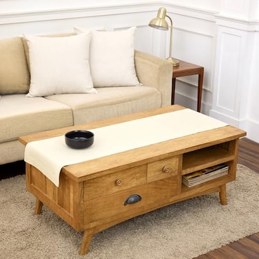 Solino Home Linen Ivory Table Runner 60 Inches 100 Pure Linen Small Table Runner 14 x 60 Inch Ideal for Dresser and Coffee Tables Summer Fete