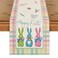 Artoid Mode Green Blue Pink Buffalo Plaid Bunny Happy Easter Table Runner Spring Kitchen Dining Table Decoration for Home Party Decor 13x72 Inch