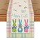 Artoid Mode Green Blue Pink Buffalo Plaid Bunny Happy Easter Table Runner Spring Kitchen Dining Table Decoration for Home Party Decor 13x72 Inch