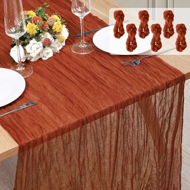 KEEPSHOWING 6 Pack Cheesecloth Table Runner 10Ft Christmas Gauze Boho Table Runners for Wedding Decor Bridal Shower Decorations Baby Shower Party35 x 120
