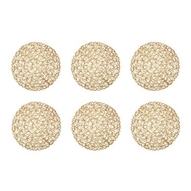 DII Woven Paper Tabletop Collection Holiday or Event Dcor Round Placemat Set 15 Dia Taupe 6 Piece