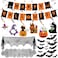 Partyprops Halloween Decorations Indoor Set Halloween Festive Decor Happy Halloween Banner Hanging Swirls Spider Web Table Runner Mantel Scarf 3D Bat Sticker for Spooky Haunted House Home Kitchen Deco