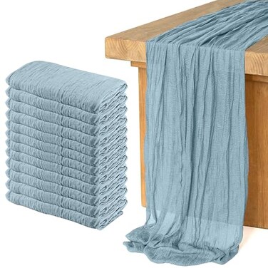KEEPSHOWING 12 Pack Cheesecloth Table Runner Runner Gauze Boho Wedding Decor Romantic Table Runner for Wedding Birthday Party35 x 118Grayblue