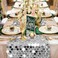 Pufogu 12 x 108 Inch Sequin Table Runner Silver Glitter Premium Big Sequin Table Runner Rectangle Table Runners for Halloween Christmas Wedding Party Birthday Party Banquet Decor 1 Pack