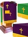 Cutecrop Set of 3 Reversible Parament Set Clergy Table Runner Bookmark Pulpit Scarf with Gold Cross Church Pulpit Accessories for Christian Pentecost GiftGreen and Purple