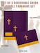 Cutecrop Set of 3 Reversible Parament Set Clergy Table Runner Bookmark Pulpit Scarf with Gold Cross Church Pulpit Accessories for Christian Pentecost GiftGreen and Purple