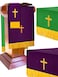 Cutecrop Set of 3 Reversible Parament Set Clergy Table Runner Bookmark Pulpit Scarf with Gold Cross Church Pulpit Accessories for Christian Pentecost GiftGreen and Purple