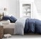 SLEEPBELLA Duvet Cover Queen Size 600 Thread Count Cotton Navy Grey Printed with Luxurious Blue Leaves Pattern Reversible Botanical Comforter Cover Sets Bedding Set 3Pcs Queen NavyBlue Leaves