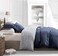 SLEEPBELLA Duvet Cover Queen Size 600 Thread Count Cotton Navy Grey Printed with Luxurious Blue Leaves Pattern Reversible Botanical Comforter Cover Sets Bedding Set 3Pcs Queen NavyBlue Leaves