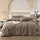 JIYUAN Queen Size Duvet Cover Set 3Piece 100 Washed Cotton LinenLike Soft Breathable with Zipper Closure Includes 90x90 Inch Cover 2 Pillowcases Solid Light Brown
