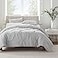 SERTA Simply Clean Ultra Soft 3 Piece Hypoallergenic Stain Resistant Pleated Duvet Cover Set FullQueen Grey