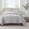 SERTA Simply Clean Ultra Soft 3 Piece Hypoallergenic Stain Resistant Pleated Duvet Cover Set FullQueen Grey