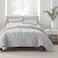 SERTA Simply Clean Ultra Soft 3 Piece Hypoallergenic Stain Resistant Pleated Duvet Cover Set FullQueen Grey