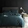 Eikei Solid Color Egyptian Cotton Duvet Cover Luxury Bedding Set High Thread Count Long Staple Sateen Weave Silky Soft Breathable Pima Quality Bed Linen Pine Green Queen