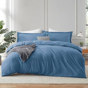 HearthHarbor Hearth Harbor Twin Duvet Cover Set Blue Heaven Soft Comforter Cover Set Double Brushed 2 Piece Bedding Set with Button Closure 1 Twin Size Duvet Cover 68x90 inches and 1 Pillow Sham