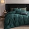 MooMee Duvet Cover Set 100 Extra Long Staple Cotton 600 Thread Count Sateen Smooth Luxury Breathable Hotel Quality Cooling Bedding for All Season 3 Pieces Forest Green Queen 90x90
