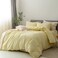 FOSSA Duvet Cover Set 100 Washed Cotton Linen Feel Super Soft Breathable Cozy 3 Pieces Bedding Sets Solid Pastel Yellow Queen