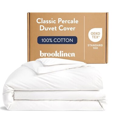 Brooklinen Luxury Percale Duvet Cover 100 Cotton Cool Crisp ExtraLong Corner Ties Button Closure Soft Breathable Machine Washable Duvet Cover KingCalifornia King Bed Sizes White