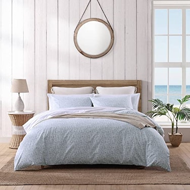 Tommy Bahama Queen Duvet Cover Set Reversible Cotton Bedding Set with Matching Shams Coastal Home Dcor Koya Bay Blue Queen