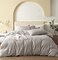 JIYUAN Full Size Duvet Cover Set 3Piece 100 Washed Cotton LinenLike Soft Breathable with Zipper Closure Includes 80x90 Inch Cover 2 Pillowcases Heathered Cream Grey