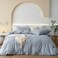 JIYUAN Queen Size Duvet Cover Set 3Piece 100 Washed Cotton LinenLike Soft Breathable with Zipper Closure Includes 90x90 Inch Cover 2 Pillowcases Heathered Light Blue