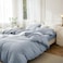 JIYUAN Queen Size Duvet Cover Set 3Piece 100 Washed Cotton LinenLike Soft Breathable with Zipper Closure Includes 90x90 Inch Cover 2 Pillowcases Heathered Light Blue