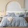 JIYUAN Queen Size Duvet Cover Set 3Piece 100 Washed Cotton LinenLike Soft Breathable with Zipper Closure Includes 90x90 Inch Cover 2 Pillowcases Heathered Light Blue