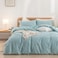 BESTOUCH Duvet Cover Set 100 Washed Cotton Linen Feel Super Soft Comfortable Chic Lightweight 3 PCs Home Bedding Set Solid Hushed Green King