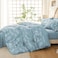 MUXHOMO Duvet Cover Queen Size Reversible Floral Mineral Blue Duvet Cover Set with Zipper Closure 3 Pieces Botanical Patterns Soft Microfiber Bedding Set with 4 Ties 90x90 2 Pillow Cases