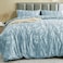 MUXHOMO Duvet Cover Queen Size Reversible Floral Mineral Blue Duvet Cover Set with Zipper Closure 3 Pieces Botanical Patterns Soft Microfiber Bedding Set with 4 Ties 90x90 2 Pillow Cases