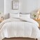 WARMDERN White Boho Duvet Cover Set Full Size Striped Textured Duvet Cover Tufted Bedding Set 3 Pcs Ultra Soft Washed Microfiber Duvet Cover with Zipper Closure Full White
