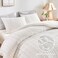 WARMDERN White Boho Duvet Cover Set Full Size Striped Textured Duvet Cover Tufted Bedding Set 3 Pcs Ultra Soft Washed Microfiber Duvet Cover with Zipper Closure Full White