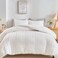 WARMDERN White Boho Duvet Cover Set Full Size Striped Textured Duvet Cover Tufted Bedding Set 3 Pcs Ultra Soft Washed Microfiber Duvet Cover with Zipper Closure Full White