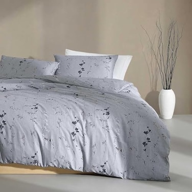 Calvin Klein Queen Duvet Cover Set Soft Cotton Sateen Bedding with Shams Button Corner Tie Closure Wildflower Dusk Purple