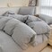 VM VOUGEMARKET Grey Pinstriped Duvet Cover Set Queen 100 Washed Cotton Bedding SetTicking Stripes Pattern Duvet Cover with Zipper Closure 3pcs Horizontal Stripes