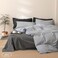 VM VOUGEMARKET Grey Pinstriped Duvet Cover Set Queen 100 Washed Cotton Bedding SetTicking Stripes Pattern Duvet Cover with Zipper Closure 3pcs Horizontal Stripes