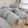 VM VOUGEMARKET Grey Pinstriped Duvet Cover Set Queen 100 Washed Cotton Bedding SetTicking Stripes Pattern Duvet Cover with Zipper Closure 3pcs Horizontal Stripes