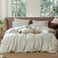 MooMee Striped Duvet Cover Set 100 Washed Cotton Linen Like Textured Breathable Durable Soft Comfy Sage Green White Classic Stripes Twin 68x90