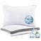 Luxe Linen Cooling Tencel Lyocell Surface Pillows for Sleeping Queen Set of 2 Adjustable Loft Shredded Memory Foam Fill Gusseted Pillow for Side Back Stomach Hot Sleepers CertiPURUS