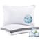 Luxe Linen Cooling Tencel Lyocell Surface Pillows for Sleeping Queen Set of 2 Adjustable Loft Shredded Memory Foam Fill Gusseted Pillow for Side Back Stomach Hot Sleepers CertiPURUS