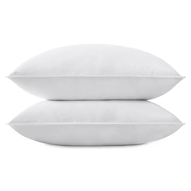 SNUGCOZY SNUGCOZY Grey Goose Feather Down Pillows for Sleeping2 Pack Standard Size20IN26IN Goose FeatherDown Filling100 Down Proof Machine Wash White