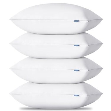 CozyLux Soft Supportive Bed Pillows for Side and Back Sleepers OekoTex Down Alternative Filling Hotel Quality Fluffy Sleeping Pillow White Queen 18 x 28 4 Pack