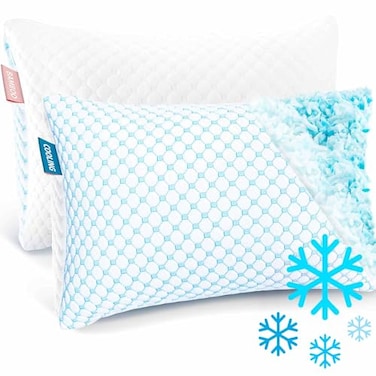 Nestl Cooling Pillow for Sleeping 2 Pack Luxury Shredded Memory Foam Pillows Queen Size Set of 2 Adjustable Cold Gel Pillows for Hot Sleepers Supportive Cool Pillow for Side Back Stomach Sleepers
