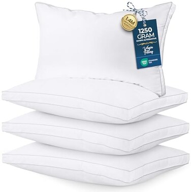 Utopia Bedding Bed Pillows for Sleeping King Size White Set of 4 Soft Fluffy Pillow with Down Alternative Filling Cooling Hotel Quality Gusseted Pillow for Back Stomach or Side Sleepers
