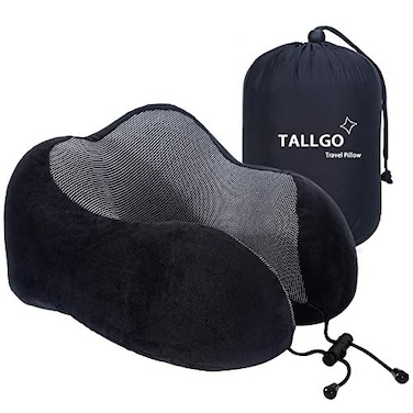 TALLGO Travel Pillow Best Memory Foam Neck Pillow Head Support Soft Pillow for Sleeping Rest Airplane Car Home Use Pink