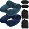 Sintuff 2 Pack Inflatable Travel Pillow for Airplanes Inflatable Neck Flight Pillows with Compact Bag and Blindfold for Traveling Airplane Train Car OfficePeacock Green and Blue