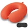 Gosider Orange Memory Foam Velvet Travel Neck Pillow for Airplane Car Train