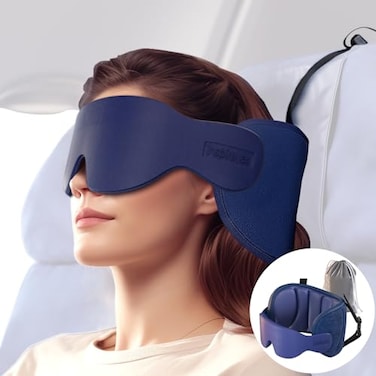 Inspireyes Travel Pillows for Airplanes 360 Head Support for Long Flight Soft Airplane Pillow with 3D Eye Mask for Sleeping Stop Bobblehead Airplane Headrest Gadgets Royal Blue