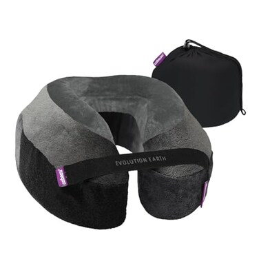 Cabeau Softest Neck Pillow Ever for Travel Evolution Earth Deluxe 360 Head Neck and Chin Support for Sleeping Sustainable Memory Foam Removable Washable Cover with Compact Carrying Case Wind